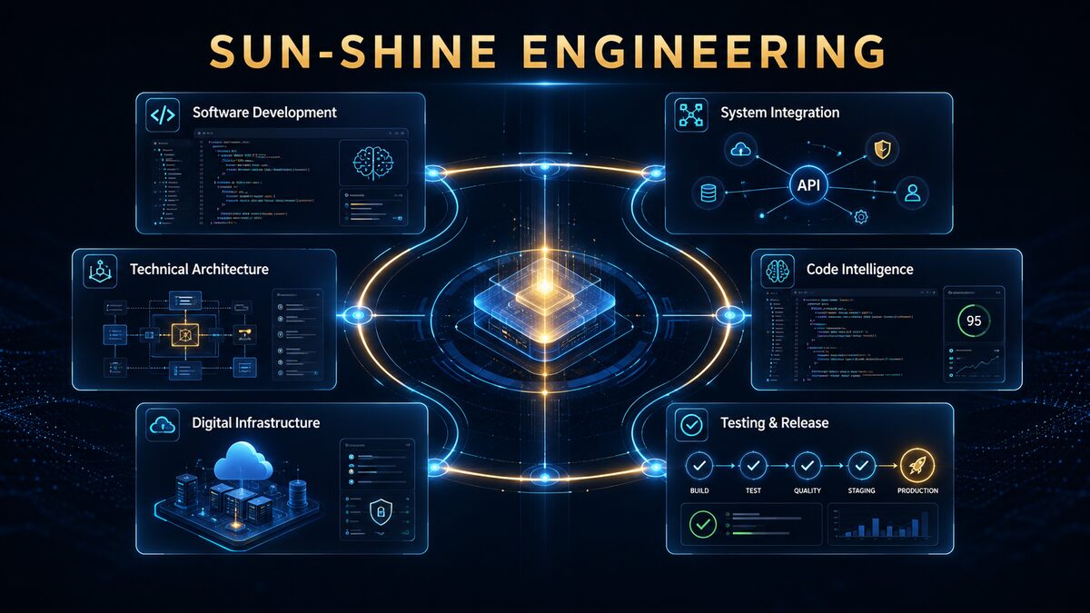 Sun-Shine Engineering:软件开发、系统集成、技术架构、代码智能、数字基础设施与测试发布